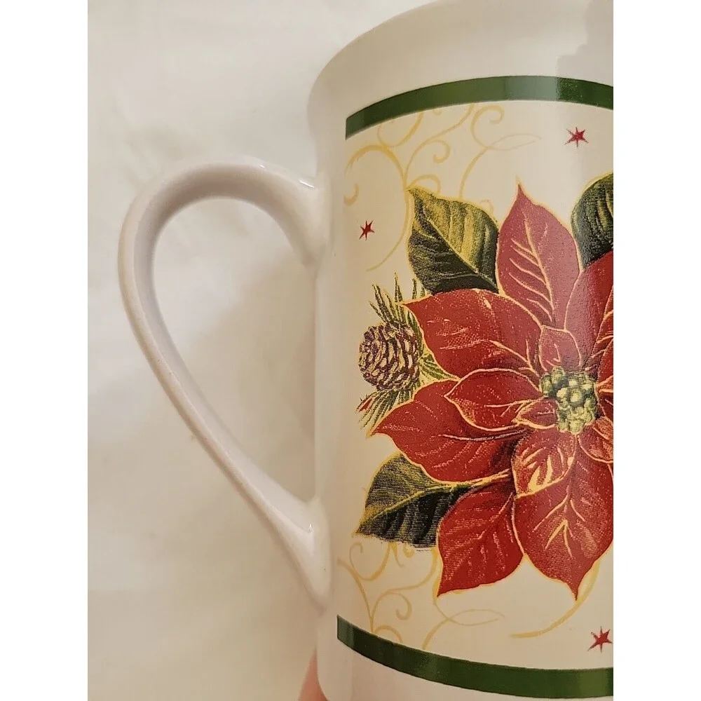 Royal Norfolk Poinsettia Coffee Mug Christmas Dishwasher Microwave Save